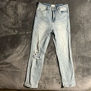 light wash skinny slight ripped jeans